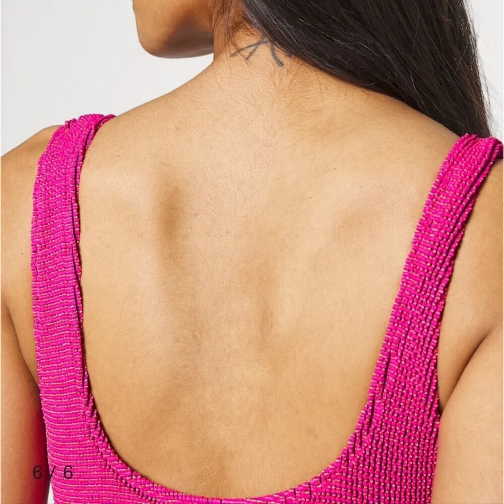 Good American Always Fit Sculpt Mini Dress NWT Fuchsia Pink Ribbed Size 00 0 XS - Picture 4 of 13